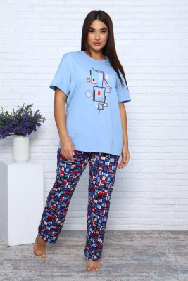 050 Костюм с брюками голубой, мексика